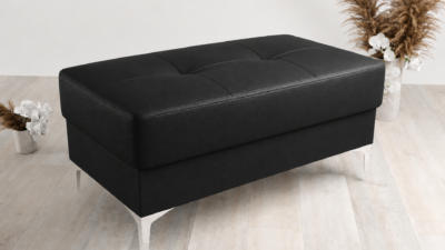 PUFA ORION 100X55 CM SKÓRA NATURALNA CZARNA - SZYBKA WYSYŁKA