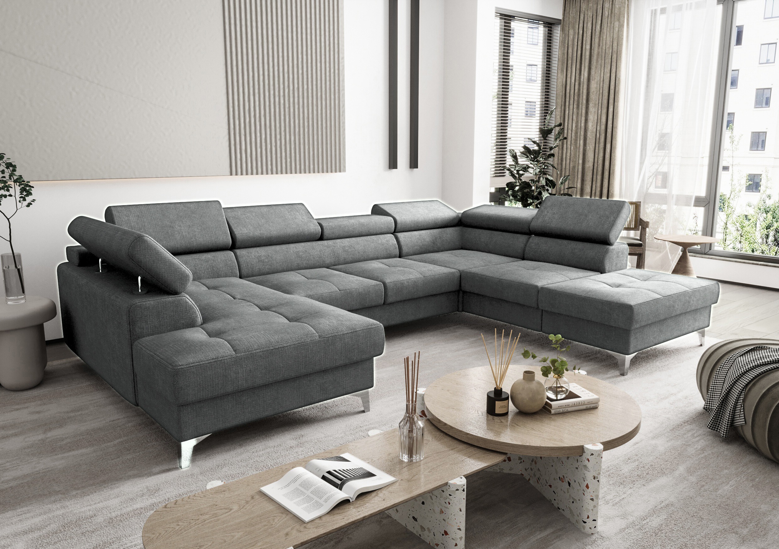 n. toscania max ii P MY85 NAROŻNIK ROZKŁADANY TOSCANIA MAX II 170x350x220 (ODCIENIE SZAROŚCI)MY 85- SZYBKA WYSYŁKA - obrazek 1