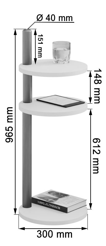 SPMO-CANO-3P-30x30h97 size Stolik pomocniczy Claro II okrągły Ø30 cm- różne kolory do wyboru - obrazek 4