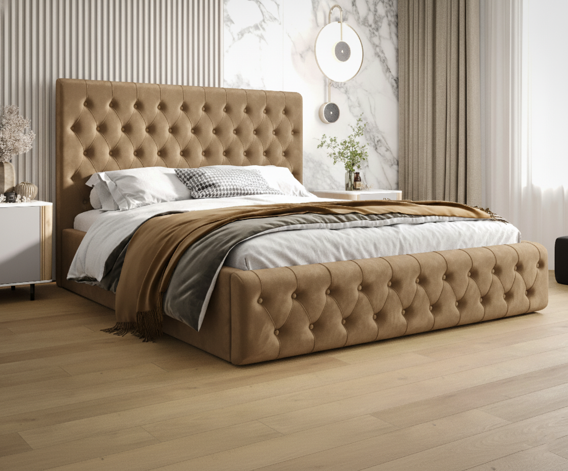 valentino pik , ŁÓŻKO VALENTINO PIK Z POJEMNIKIEM 160/200 (odcienie CAPPUCCINO) MCV 2284 - SZYBKA WYSYŁKA - obrazek 1