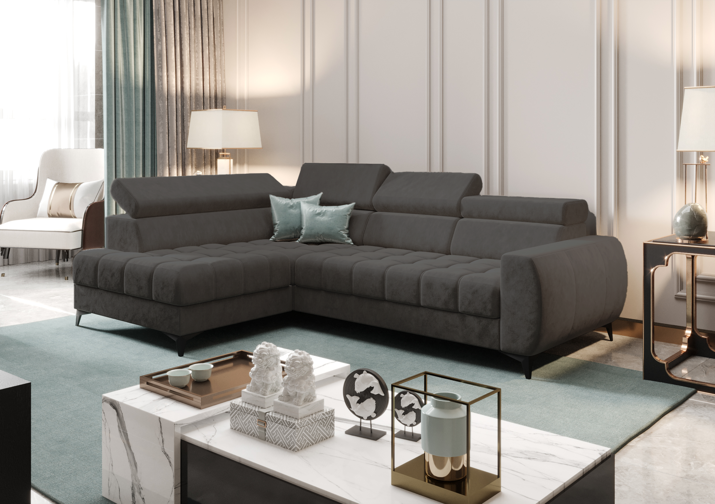 Porto mini alcantara NAROŻNIK PORTO MINI LEWY ALCANTARA GRAFIT - SZYBKA WYSYŁKA - obrazek 1