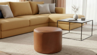 PUFA TILIA Ø52 CM SKÓRA NATURALNA