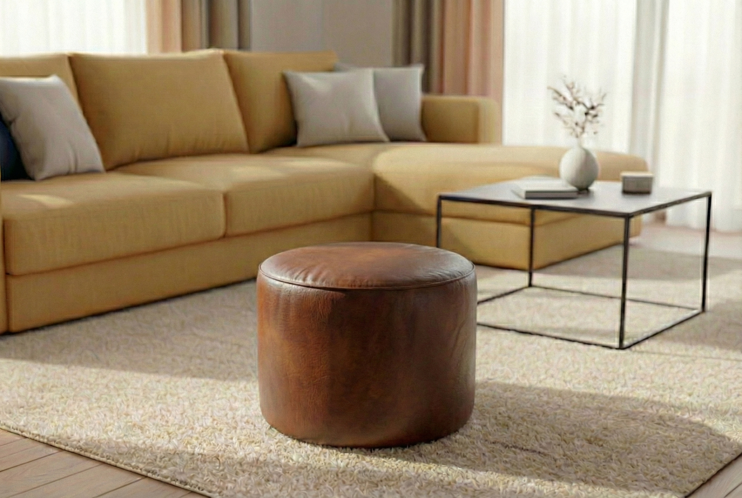 tiliaskora52-nw PUFA TILIA Ø52 CM SKÓRA NATURALNA - obrazek 4