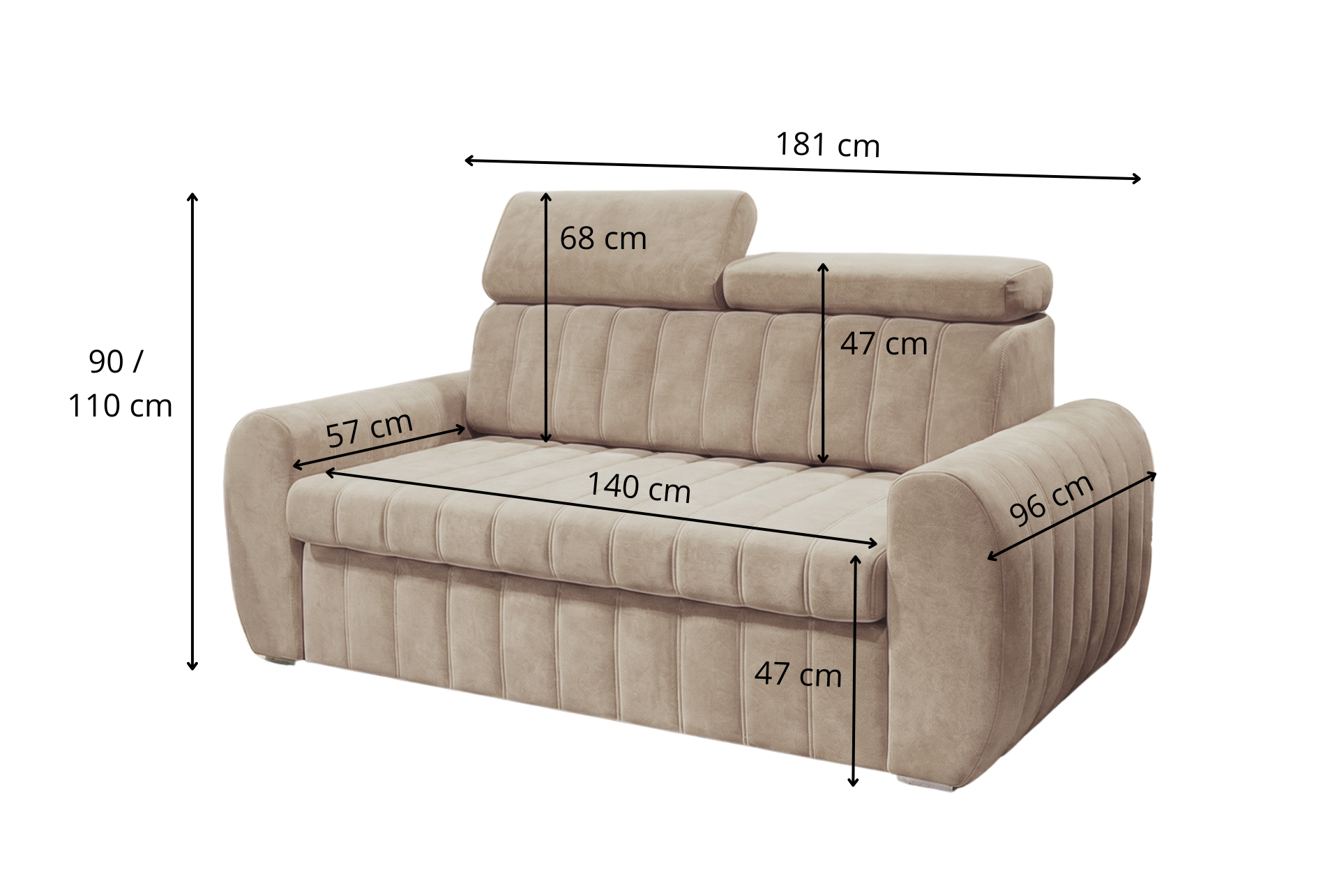 averti III SOFA AMERYKANKA AVERTI III 180 CM Z REGULOWANYMI ZAGŁÓWKAMI - obrazek 4