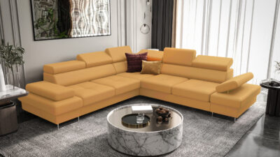 NAROŻNIK GALAXY MAX Z FUNKCJĄ SPANIA 280X280 SKÓRA NATURALNA LIMITOWANA (ODCIENIE ŻÓŁTEGO) - SZYBKA WYSYŁKA