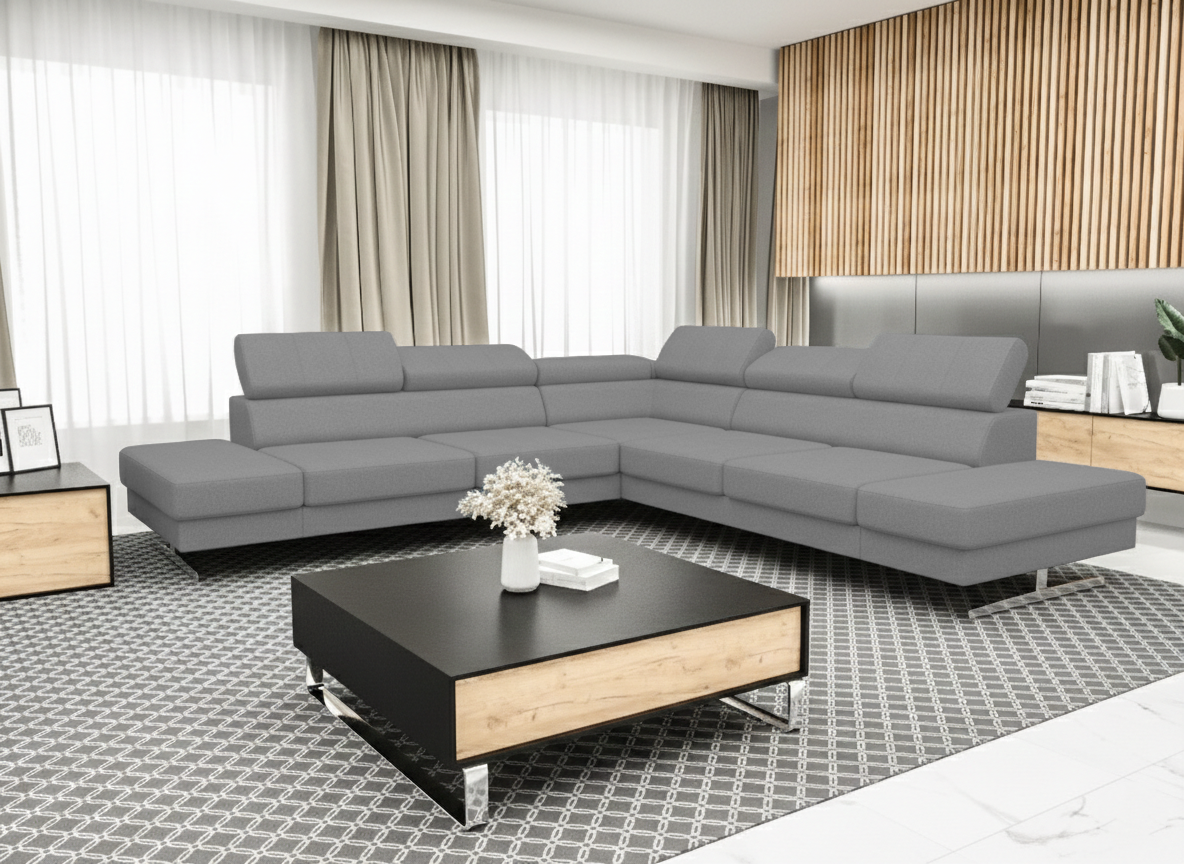 Emporio Max Shape25 ZESTAW NAROŻNIK EMPORIO MAX 300X300 CM + PUFA 100/70 CM SH25(ODCIENIE SZAROŚCI) - SZYBKA WYSYŁKA - obrazek 1