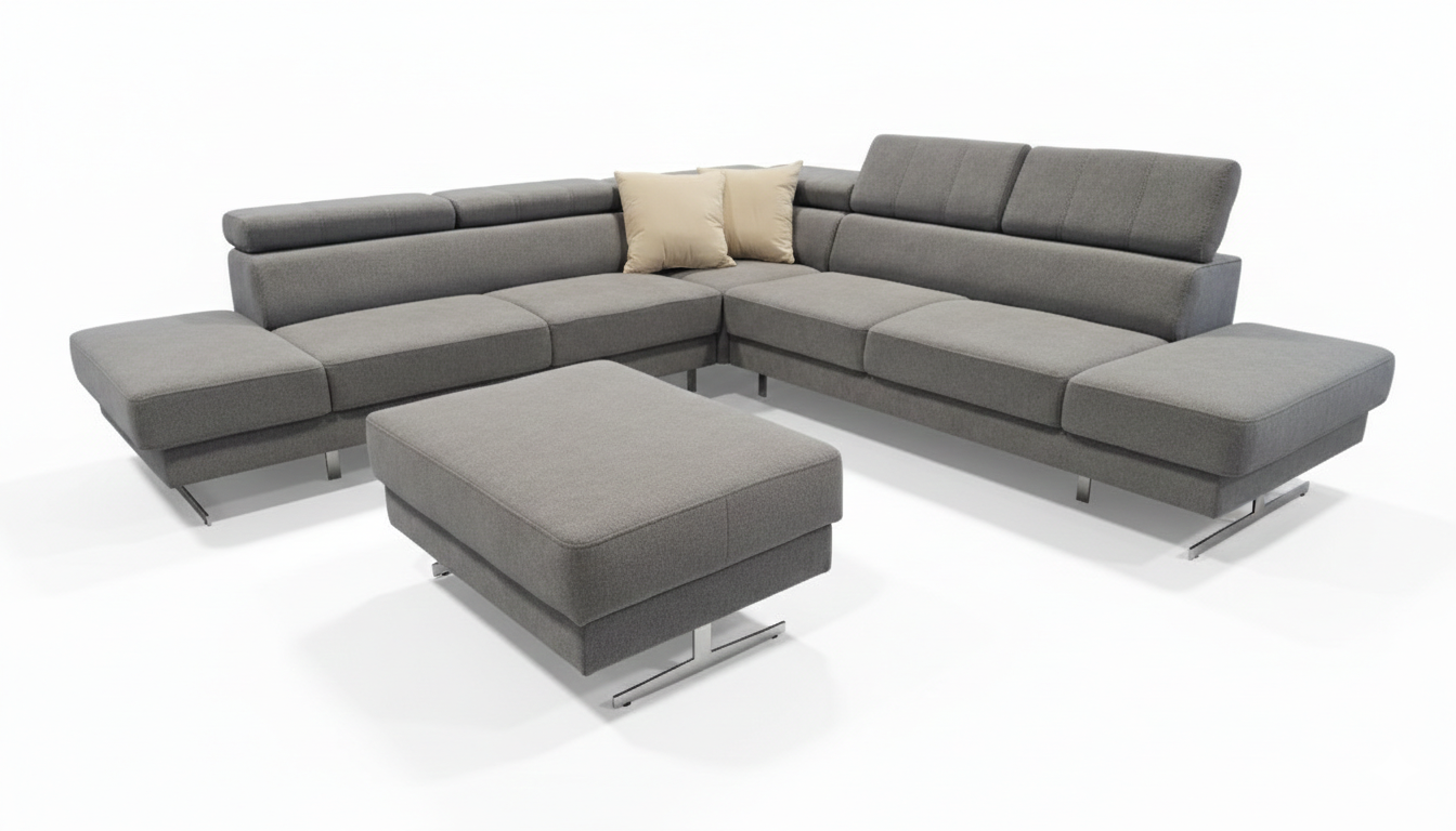 Emporio zestaw ZESTAW NAROŻNIK EMPORIO MAX 300X300 CM + PUFA 100/70 CM SH25(ODCIENIE SZAROŚCI) - SZYBKA WYSYŁKA - obrazek 4