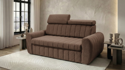 SOFA AVERTI II 160CM Z ZAGŁÓWKAMI CR04 (ODCIENIE BRĄZU) - SZYBKA WYSYŁKA