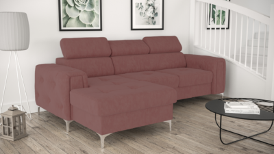 NAROŻNIK ORION MINI Z FUNKCJĄ SPANIA 255x165 CM T63(ODCIENIE CIEMNEGO RÓŻU) - SZYBKA WYSYŁKA