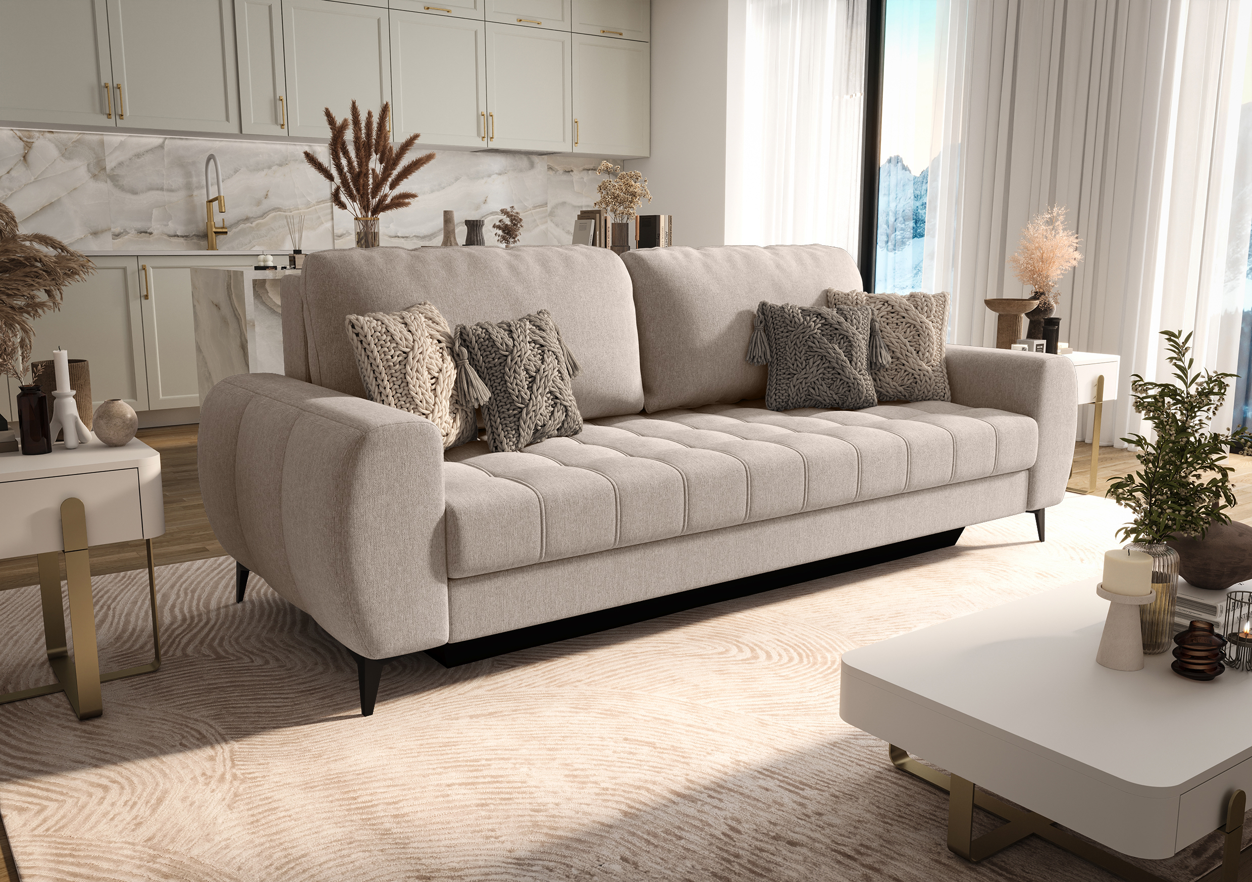 gemma 04 SOFA PORTO DL 235 CM P80(ODCIENIE BEŻU) - SZYBKA WYSYŁKA - obrazek 1