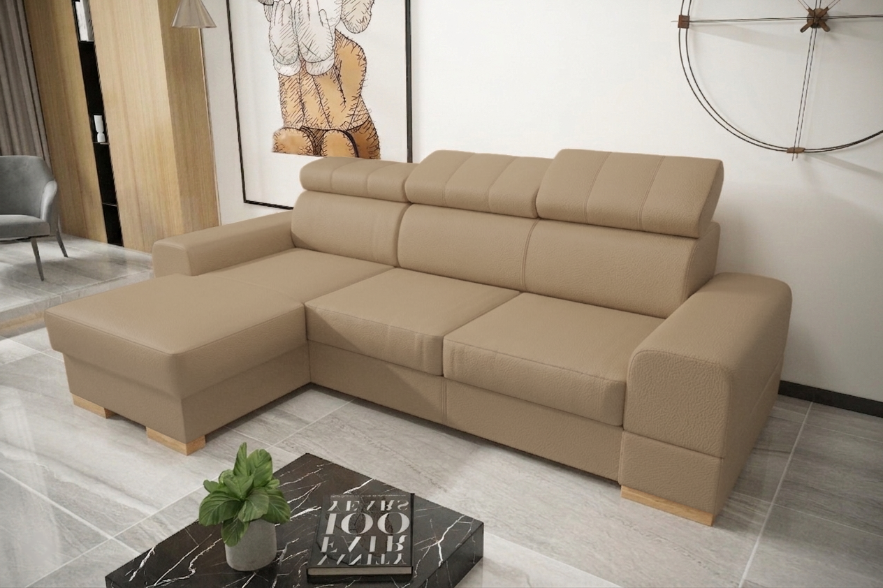 royal mini skóra g22 NAROŻNIK ROYAL MINI 260×160 CM SKÓRA NATURALNA G22 (ODCIENIE BEŻU) - SZYBKA WYSYŁKA - obrazek 1