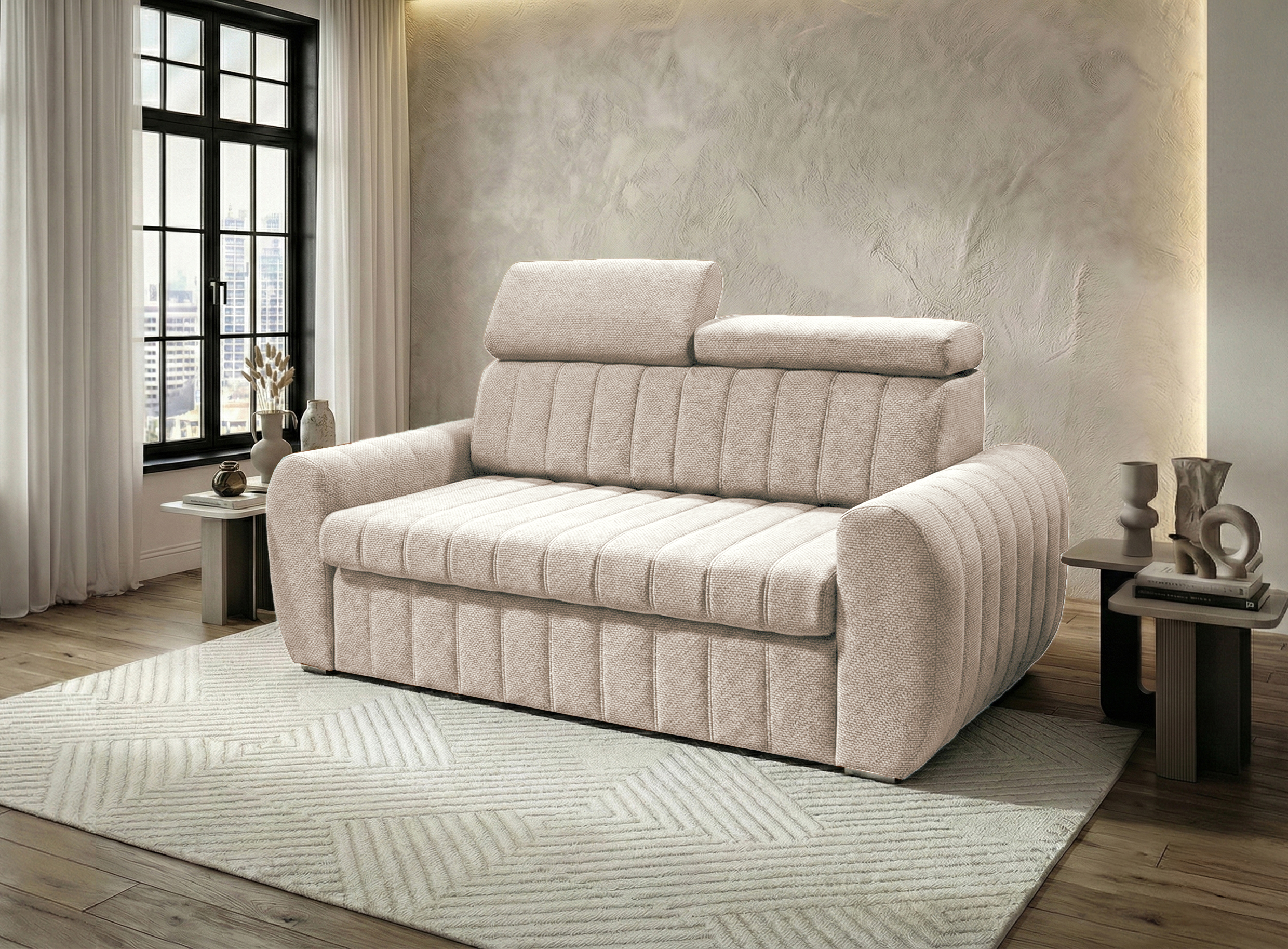 crown 02 SOFA Z FUNKCJĄ SPANIA AVERTI III 180 CM ZAGŁÓWKI CR02 (ODCIENIE BEŻU) - SZYBKA WYSYŁKA - obrazek 1