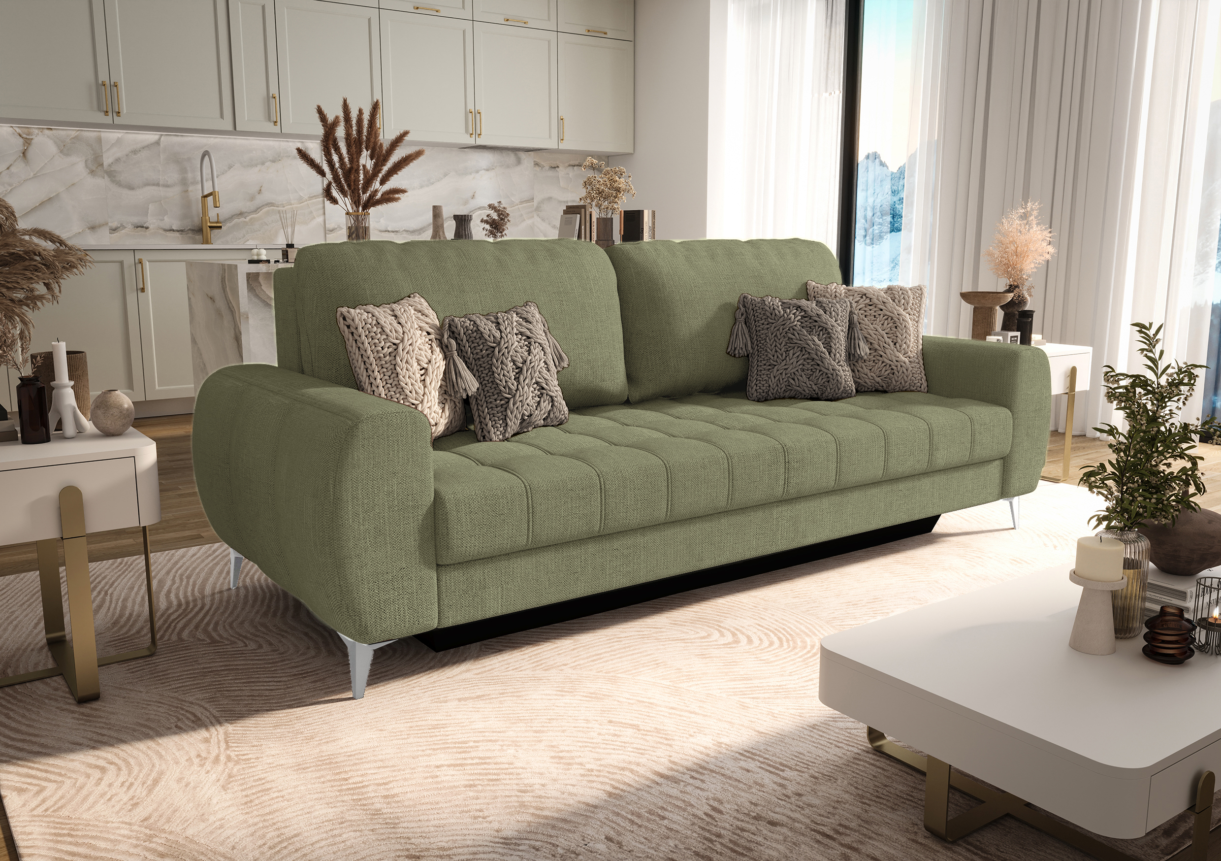 theo 407 SOFA PORTO DL 235 CM TO407 (ODCIENIE ZIELONEGO) - SZYBKA WYSYŁKA - obrazek 1